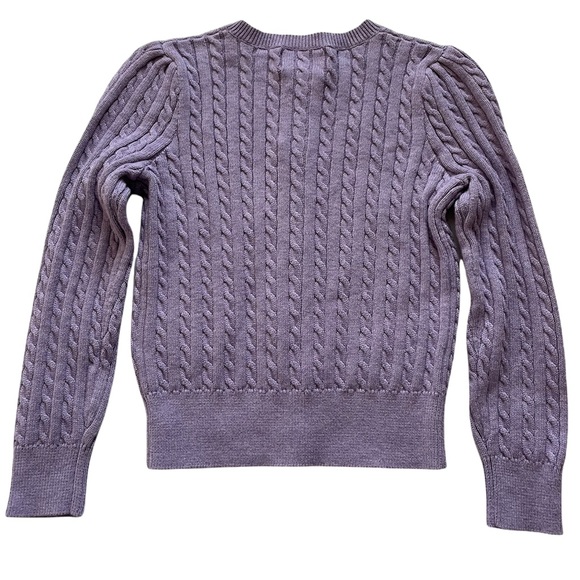Polo Ralph Lauren Cable Sweater 5 Purple Cotton Long Sleeves - Picture 5 of 5